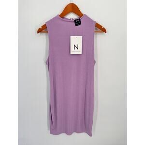 NAKED WARDROBE NWT Sleeveless Mini Bodcon Dress Lilac Periwinkle Purple // 1X